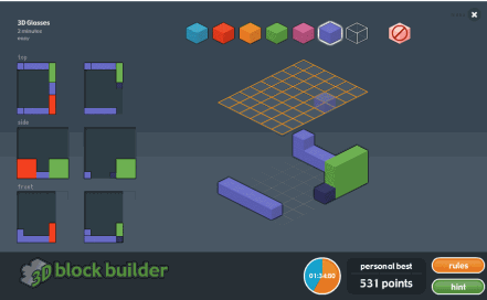 3D block builder Game view