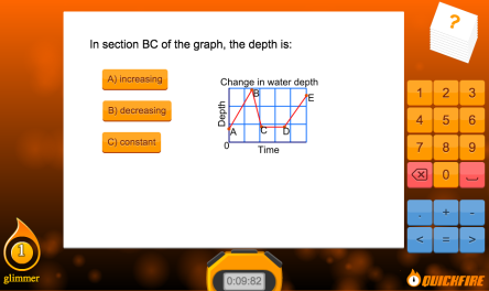 Quickfire Quiz screen